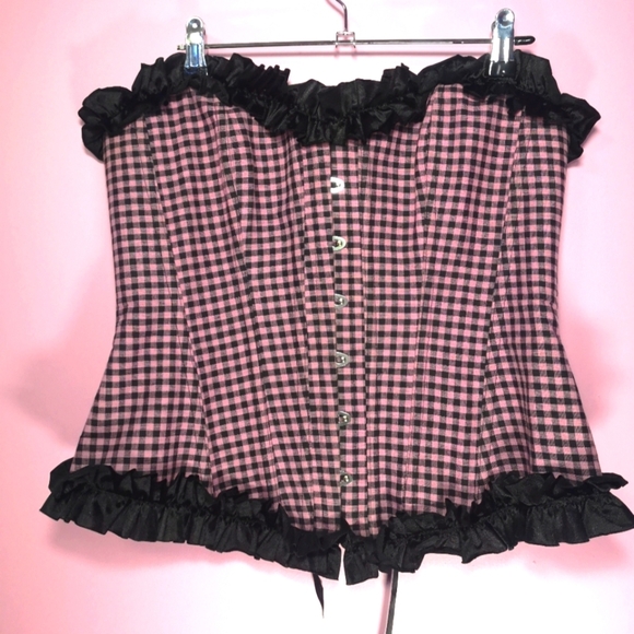 Pink and Black Checkered Corset Belt - Picture 1 of 5